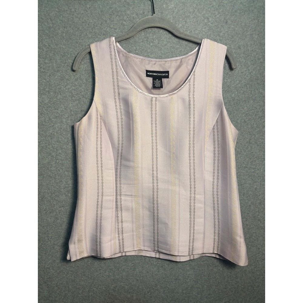 Norton McNaughton Lavender‎ Shimmer Tank 8 Career Minimalist Shell Euro Summer
